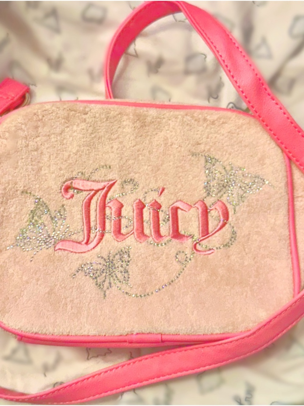 Juicy Couture Pink Crossbody Bag - Sparkle butterfly